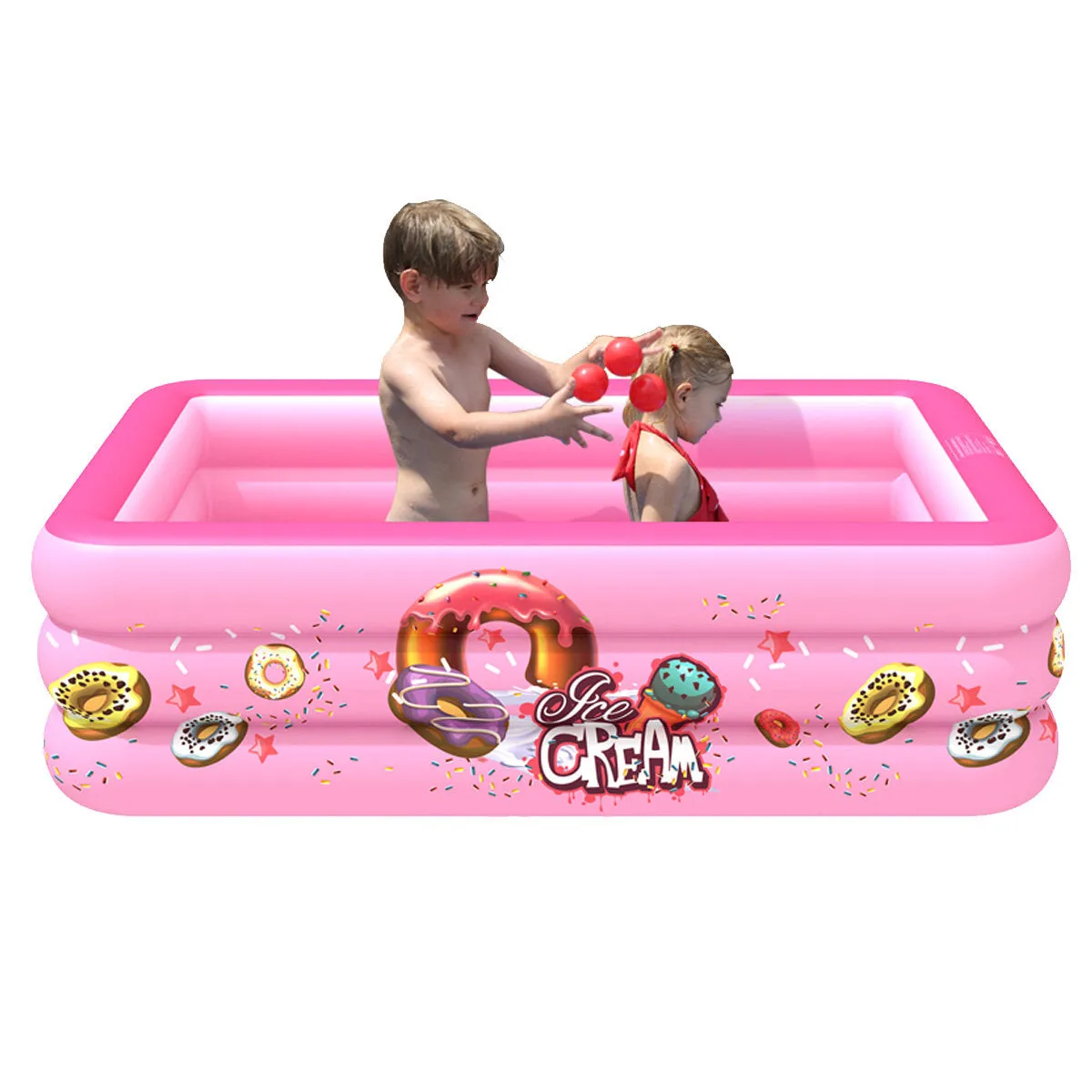 1.5M/1.8M/2.1M PVC Inflatable Swimming Pool Three Floors Square Kids Children's Home Use Portable Paddling Pool