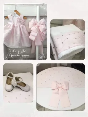 1907- Pink Romantic Pearl Baptism / Christening Set