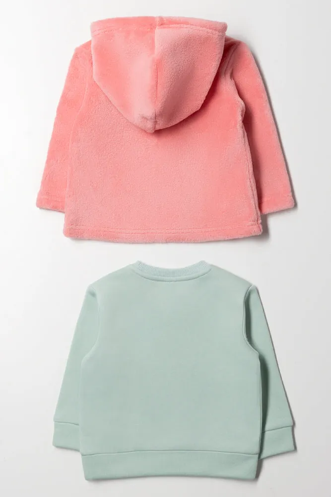 2 Pack Tracktops Green And Pink