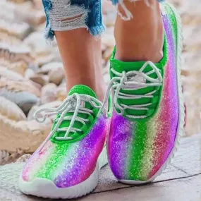 2021 New Women Casual Vulcanized Sequin Rainbow Sneakers Running Shoes
