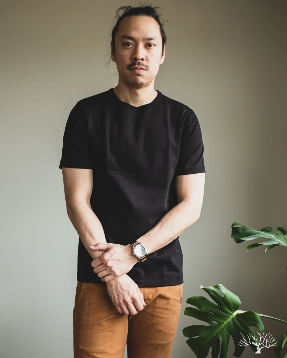 215 2-Thread Organic Cotton Crew Neck Tee - Deep Black