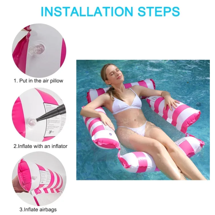 4-tube PVC Inflatable Foldable Floating Row Summer Swimming Pool Water Hammock(Diagonal Stripe Yellow)