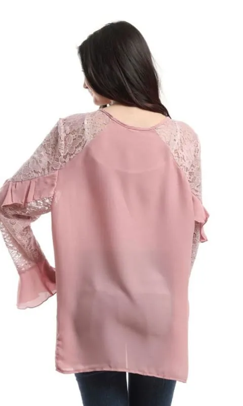 48464 Lace Ruffles Elegant Blouse - Chashmere