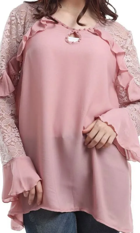 48464 Lace Ruffles Elegant Blouse - Chashmere