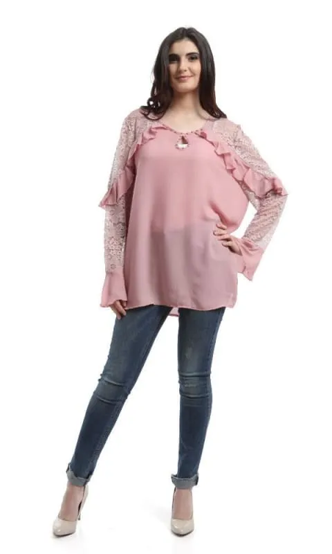 48464 Lace Ruffles Elegant Blouse - Chashmere