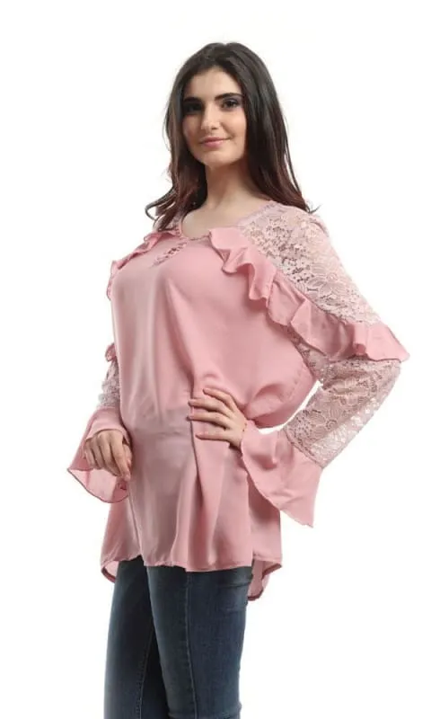 48464 Lace Ruffles Elegant Blouse - Chashmere