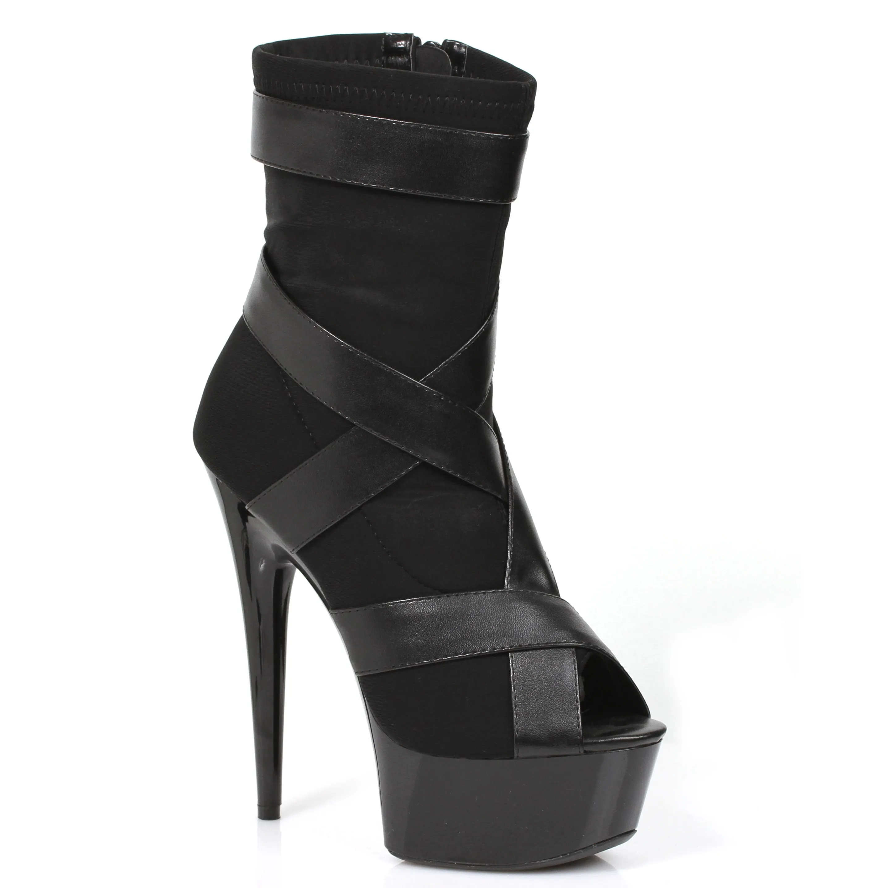 609-STRUCK 6" Platform Sporty Stretch Material With Contrasting Straps