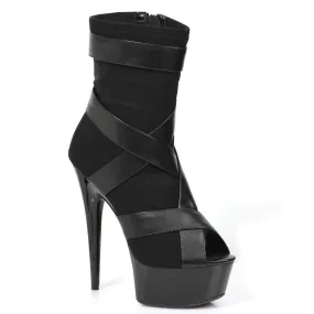 609-STRUCK 6" Platform Sporty Stretch Material With Contrasting Straps