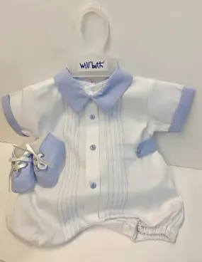 611 White Blue Baby Boy Romper Set 611 White Blue Baby Boy Romper Set