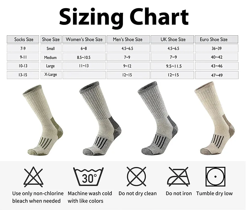 80% Wool Socks Warm Thicken Hiking Cushion Crew