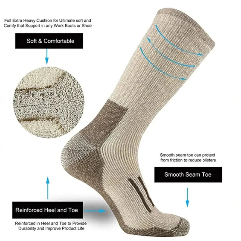 80% Wool Socks Warm Thicken Hiking Cushion Crew