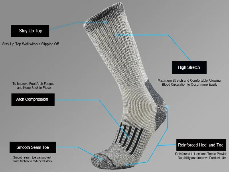 80% Wool Socks Warm Thicken Hiking Cushion Crew