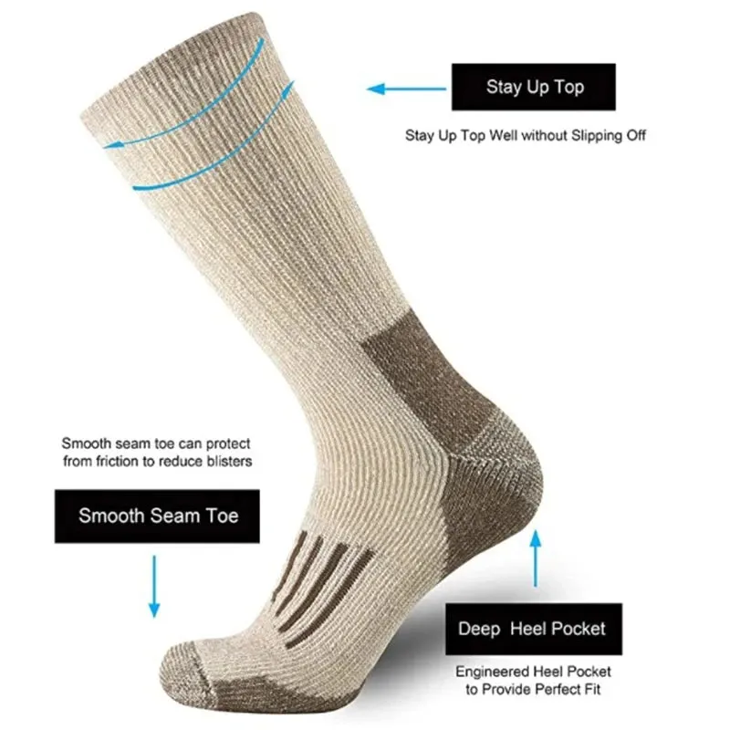 80% Wool Socks Warm Thicken Hiking Cushion Crew