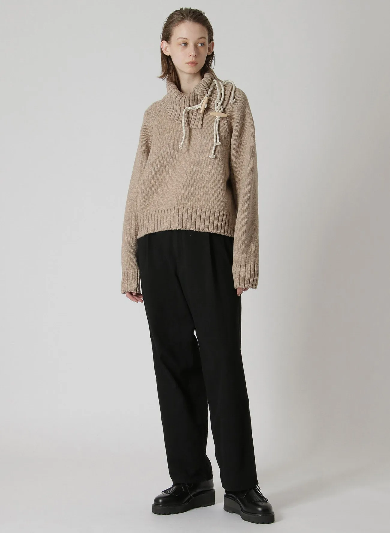 8oz BLACK DENIM SINGLE PLEATED PANTS