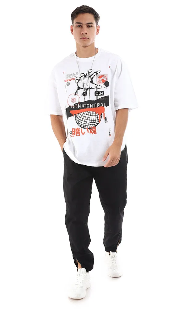 96823 Loose Fit Printed Cotton T-Shirt - White