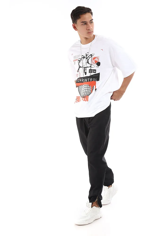 96823 Loose Fit Printed Cotton T-Shirt - White