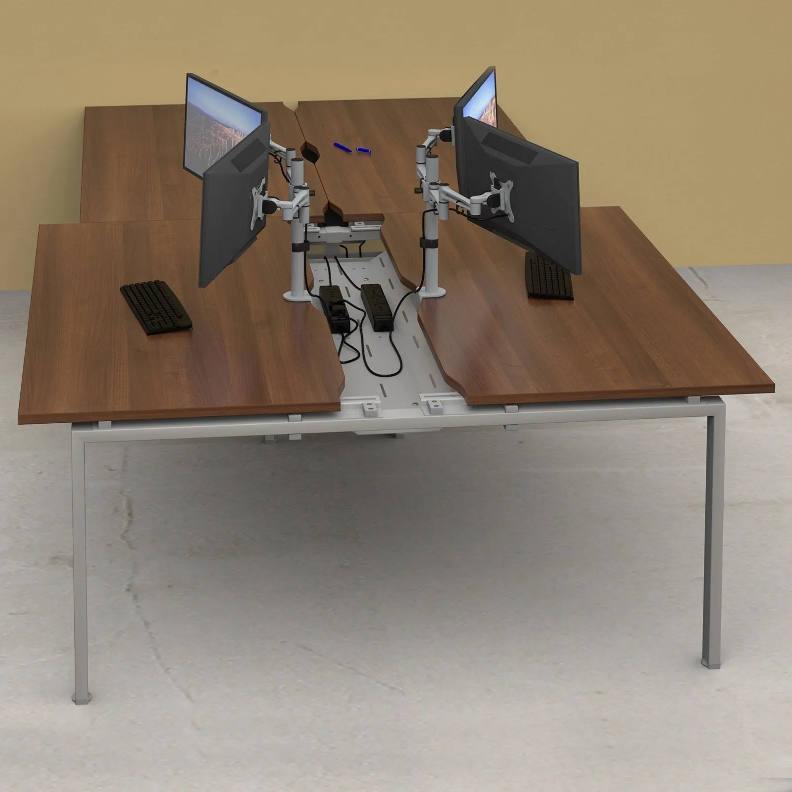 Adapt sliding top triple back to back desks 1600 deep