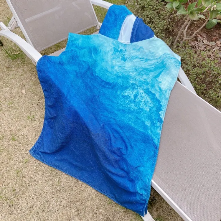 Adult Hooded Bath Towel Fine Fiber Beach Quick Dry Bathrobe, Size: 110x75cm(Sea Surface)