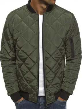 Alohadaddy Diamond Geometric Men's Round Neck Outdoor Warm Jacket