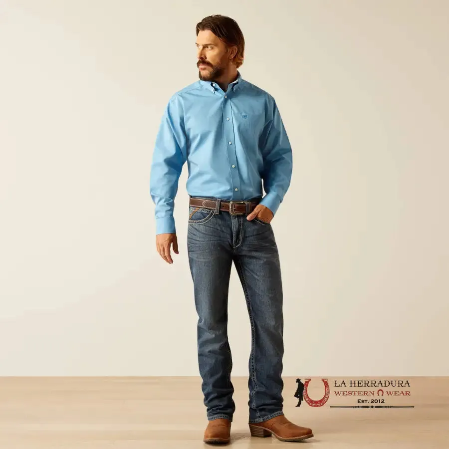 ARIAT CLASSIC FIT WRINKLE FREE SOLID BLUE LONG SLEEVE SHIRT - 5278