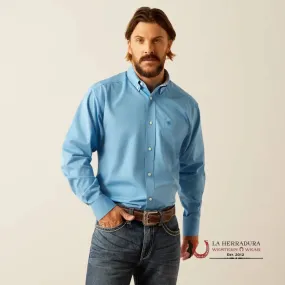 ARIAT CLASSIC FIT WRINKLE FREE SOLID BLUE LONG SLEEVE SHIRT - 5278