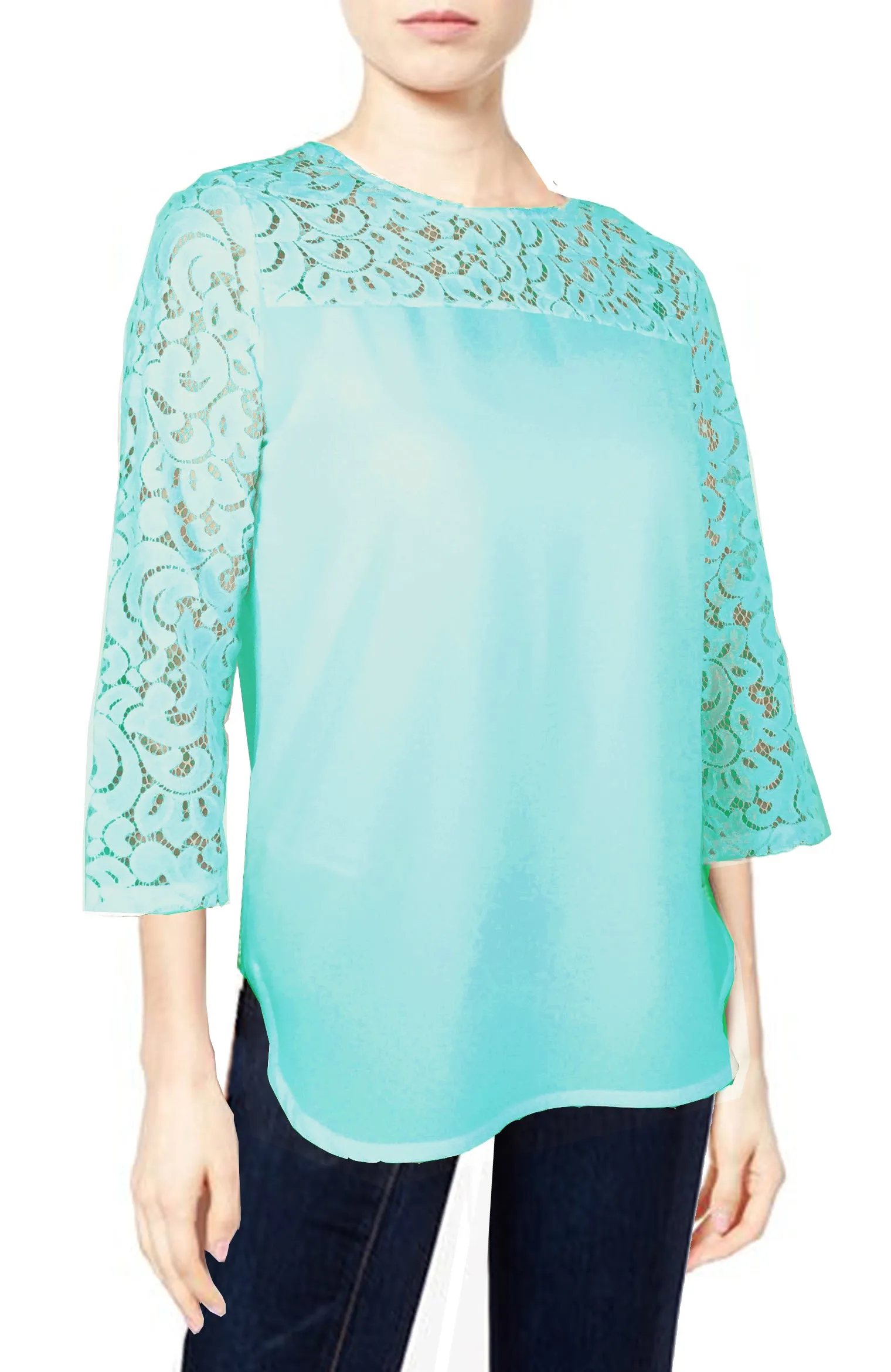 ASHORE WOMENS ELEGANT SHOULDER COTTON LACE TOPS