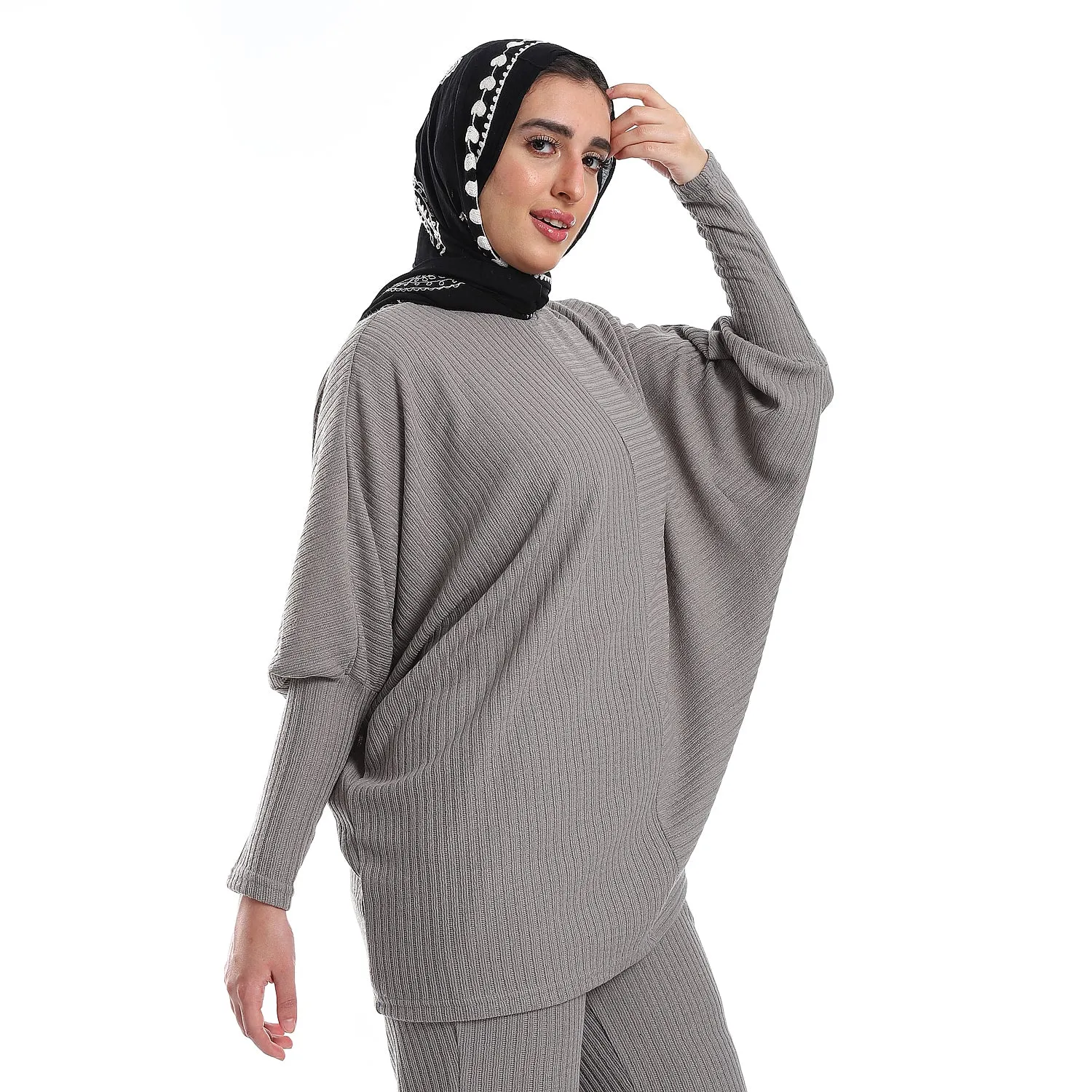 Batwing Sleeves Slip On Black Practical Tee