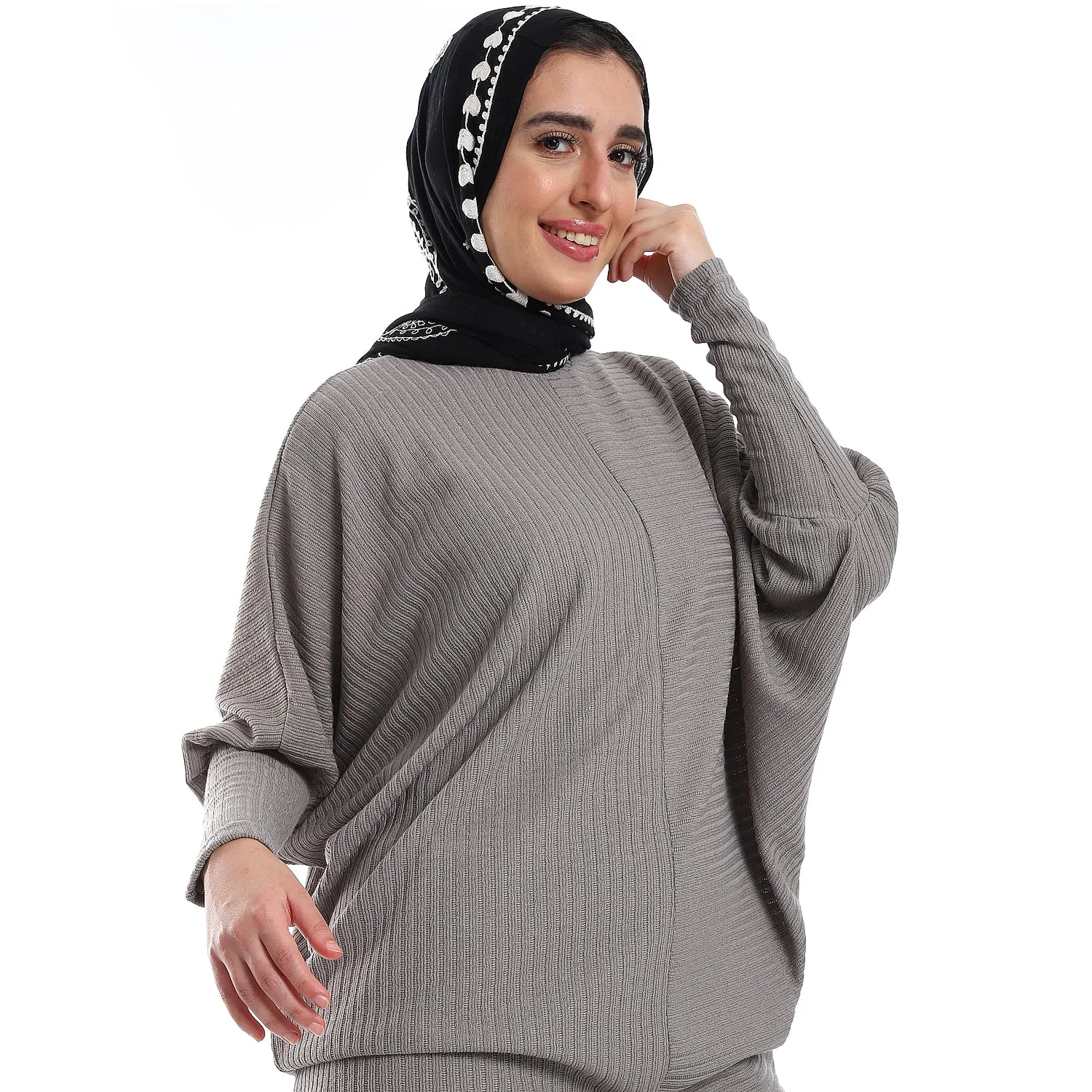 Batwing Sleeves Slip On Black Practical Tee