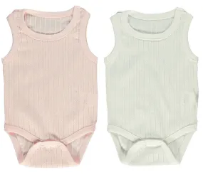 Bebetto Sleeveless Bodysuits Pink Ivory 2-Pack (0-18mths)