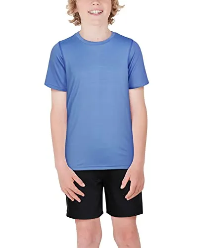Black Bear Boys’ Athletic T-Shirt – 4 Pack Active Performance Dry-Fit Sports Tee (4-18), Size Large (12/14), Black/Green/Grey/Orange