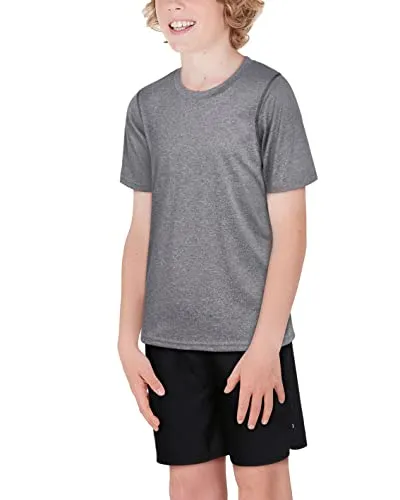 Black Bear Boys’ Athletic T-Shirt – 4 Pack Active Performance Dry-Fit Sports Tee (4-18), Size Large (12/14), Black/Green/Grey/Orange