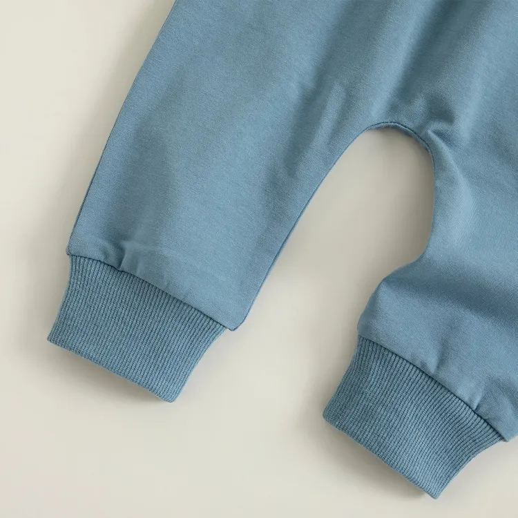 Blue Solid Color Pocket Baby Pants