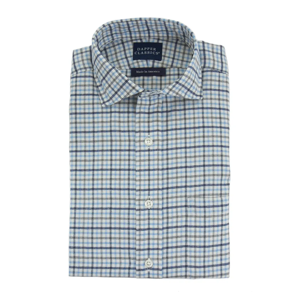 Blue with Navy, Gray and Cream Plaid Sport Shirt Trim Fit