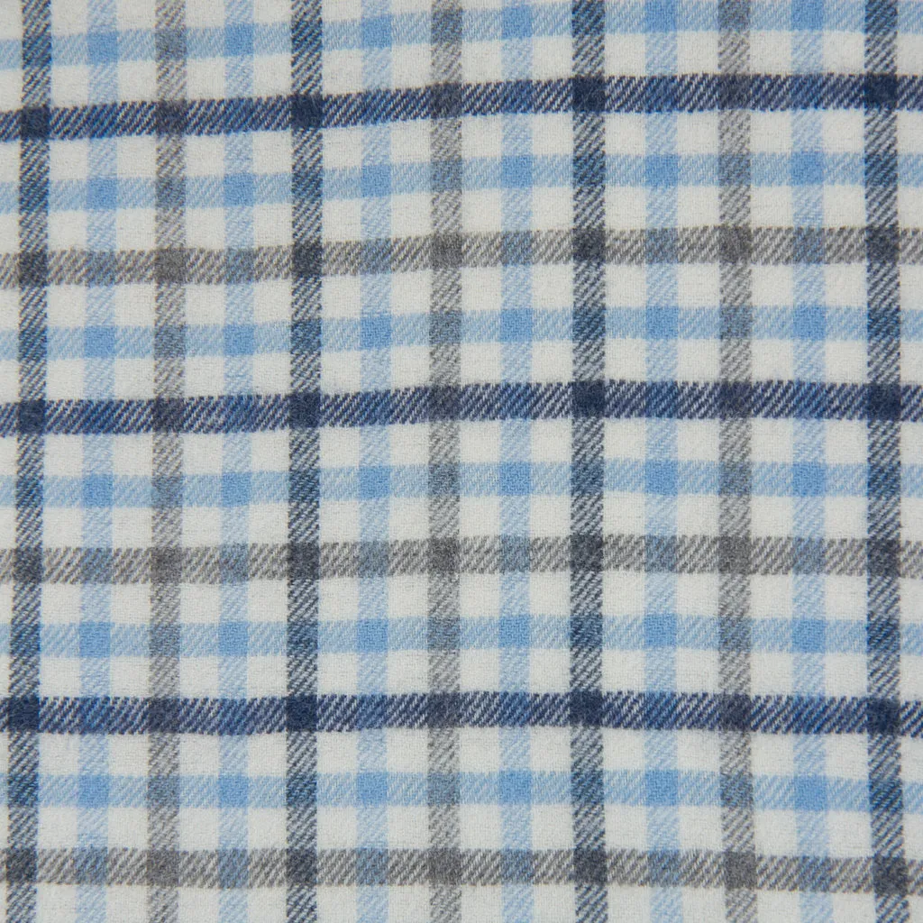 Blue with Navy, Gray and Cream Plaid Sport Shirt Trim Fit