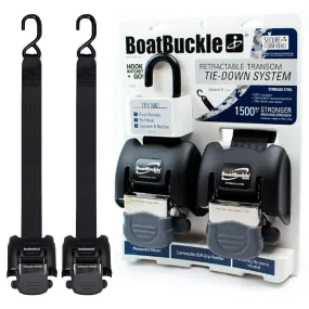 BoatBuckle G2 Stainless Steel Retractable Transom Tie Down, 2" x 43", Black
