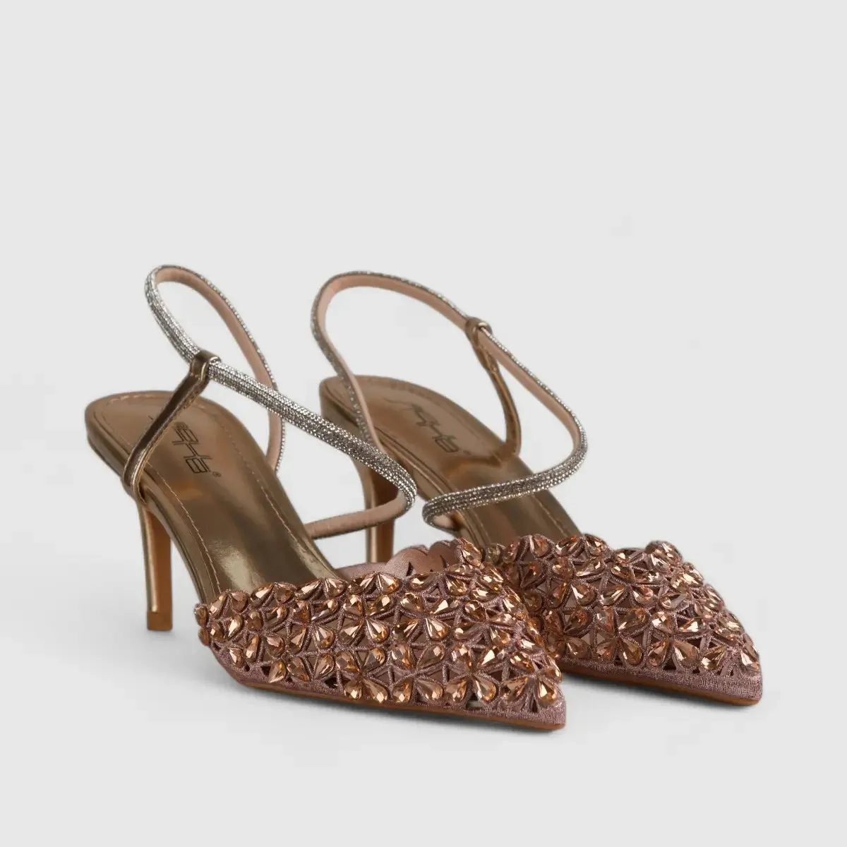 Bulbul Evening Slingback Short Heel Beige LI003