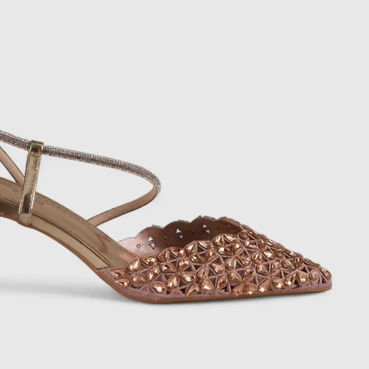 Bulbul Evening Slingback Short Heel Beige LI003