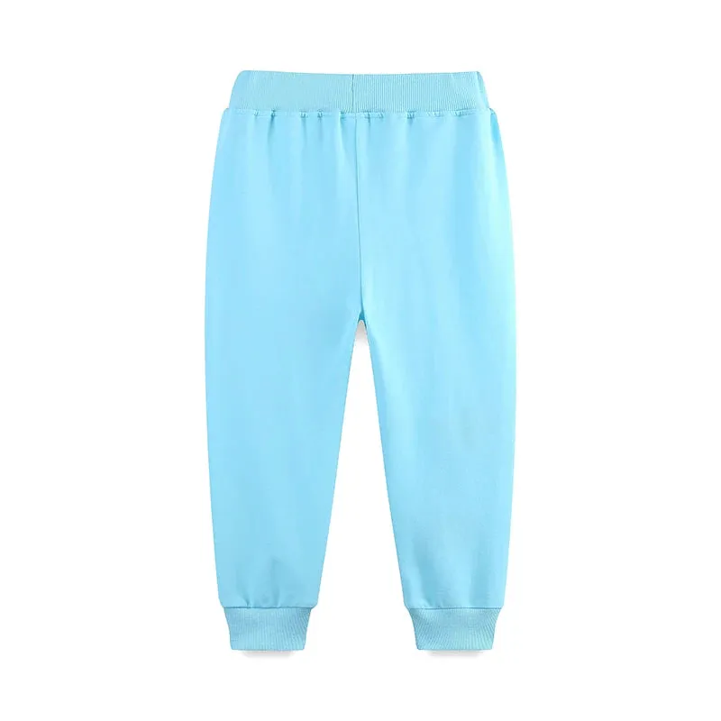 Cartoon Butterfly Embroidery Toddler Girls Warm Trousers