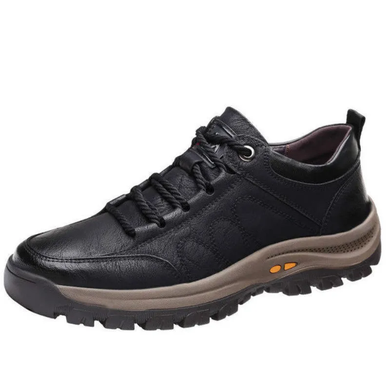 Casual Leather Shoes - Men's Outdoor Hiking Shoes with Microfiber Upper