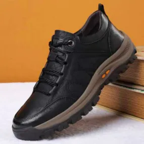Casual Leather Shoes - Men's Outdoor Hiking Shoes with Microfiber Upper