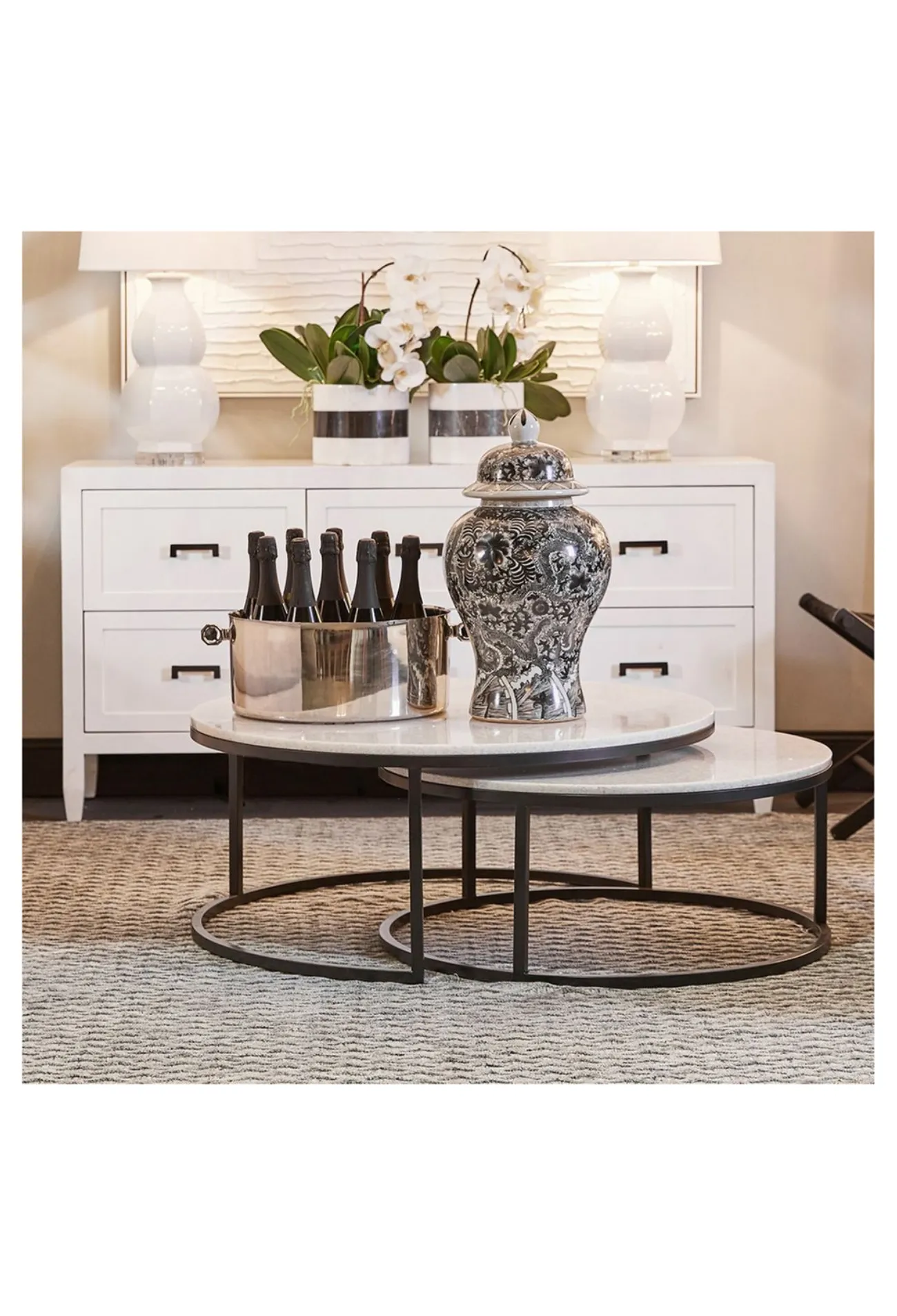Char Stone Nesting Coffee Table - Black