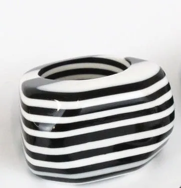 Chunky Ring  - Black & White Striped