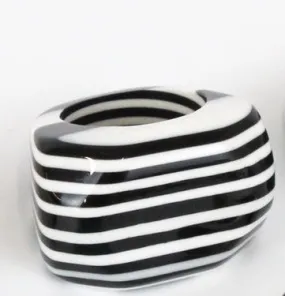 Chunky Ring  - Black & White Striped