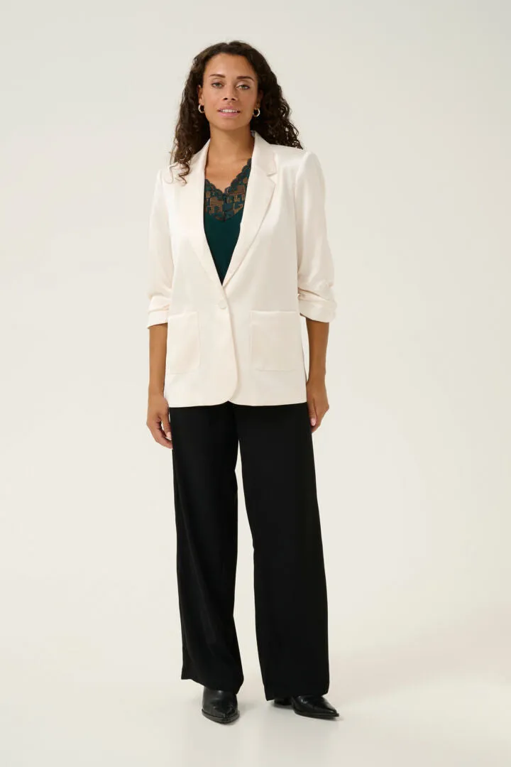 Cocamia Ruched Sleeve Satin Blazer