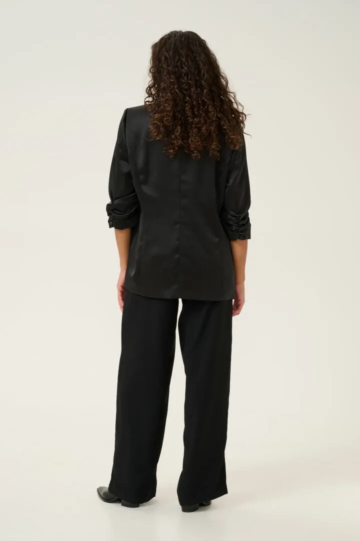 Cocamia Ruched Sleeve Satin Blazer
