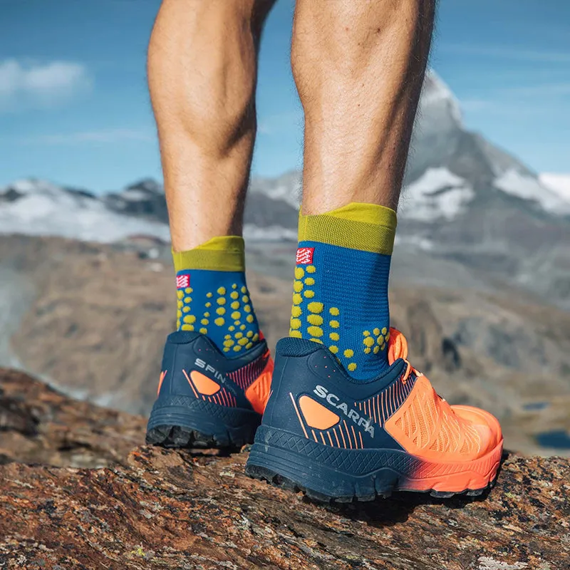 COMPRESSPORT PRO RACING SOCKS V3.0 TRAIL BLUE LIME
