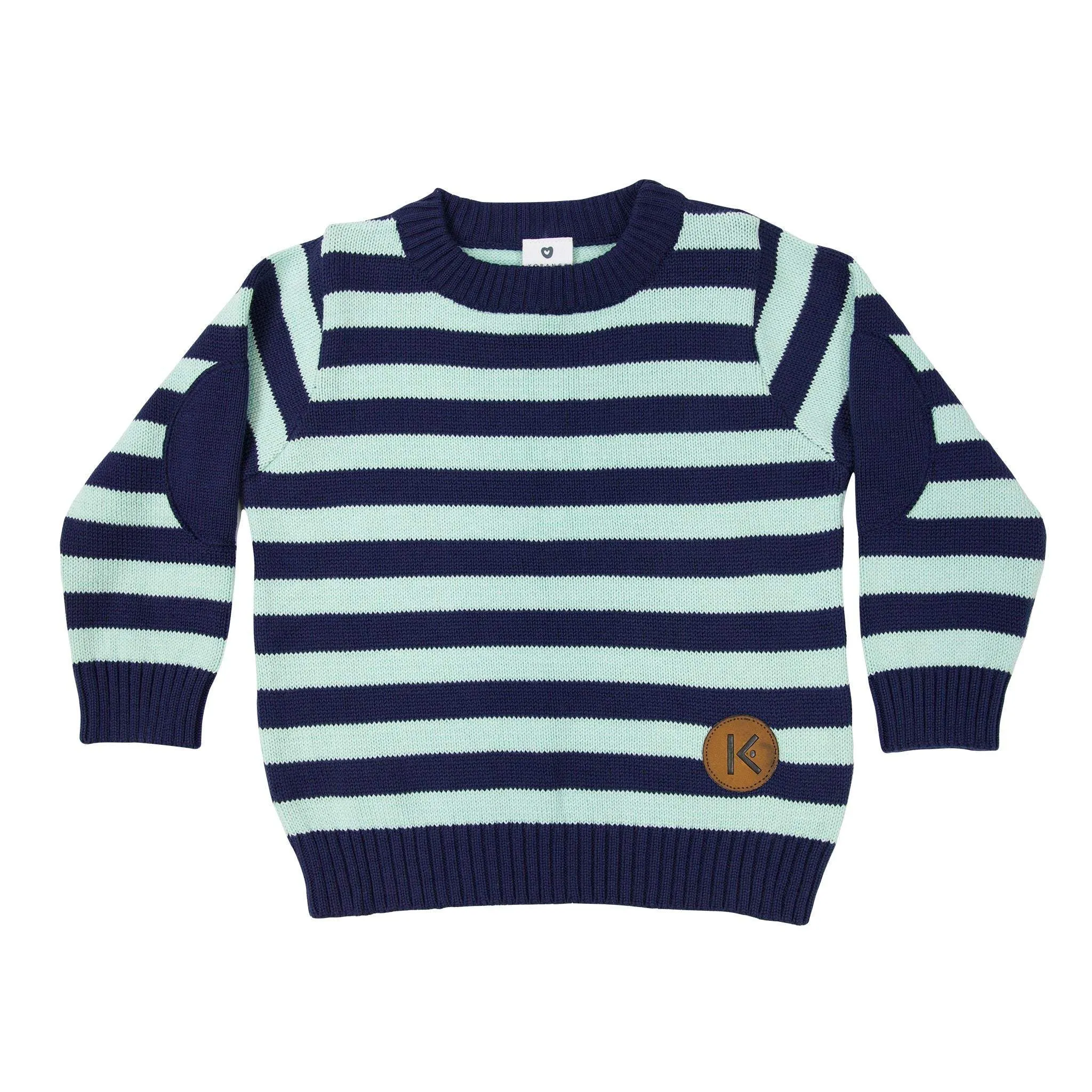 Cotton Knit Striped Sweater Green/Navy