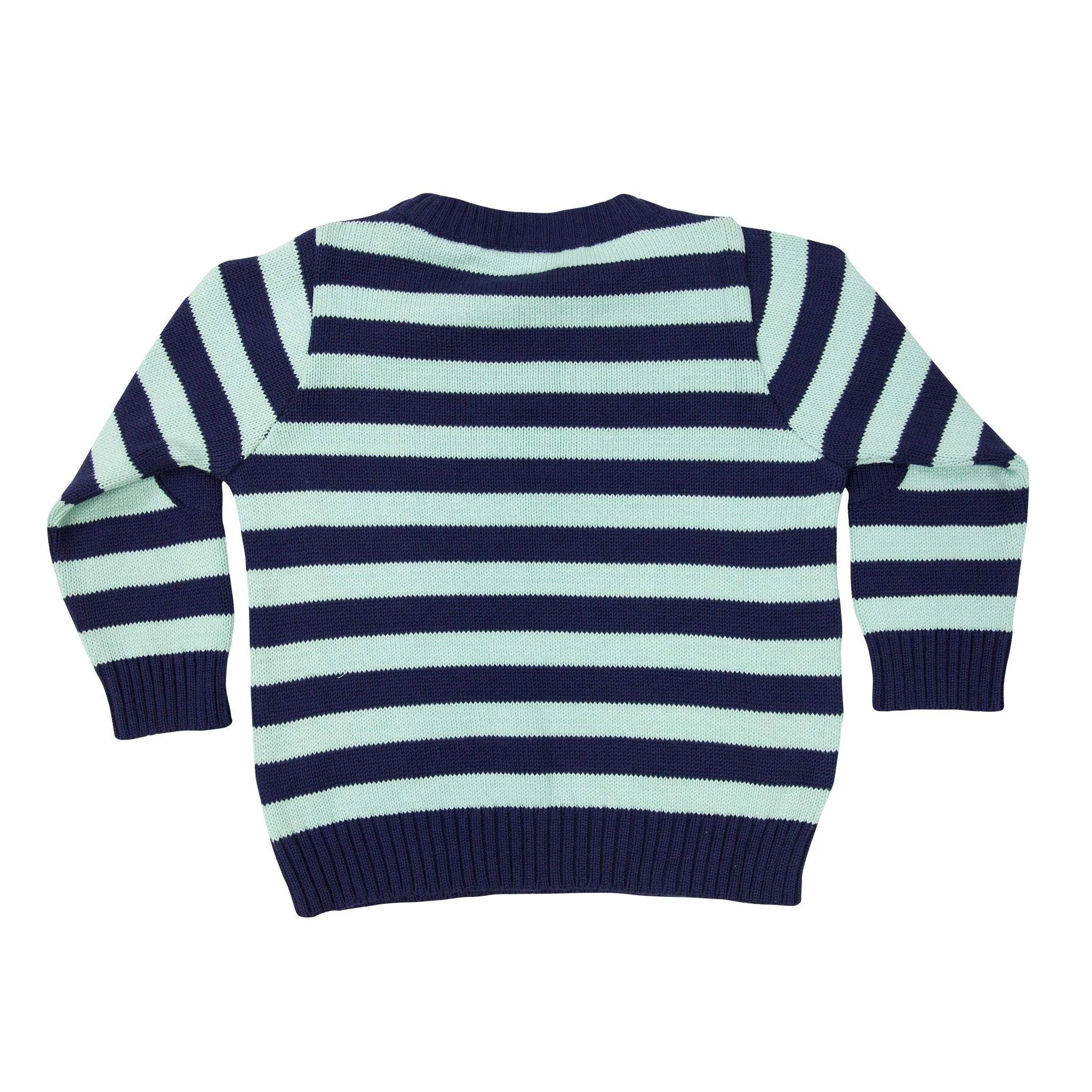 Cotton Knit Striped Sweater Green/Navy