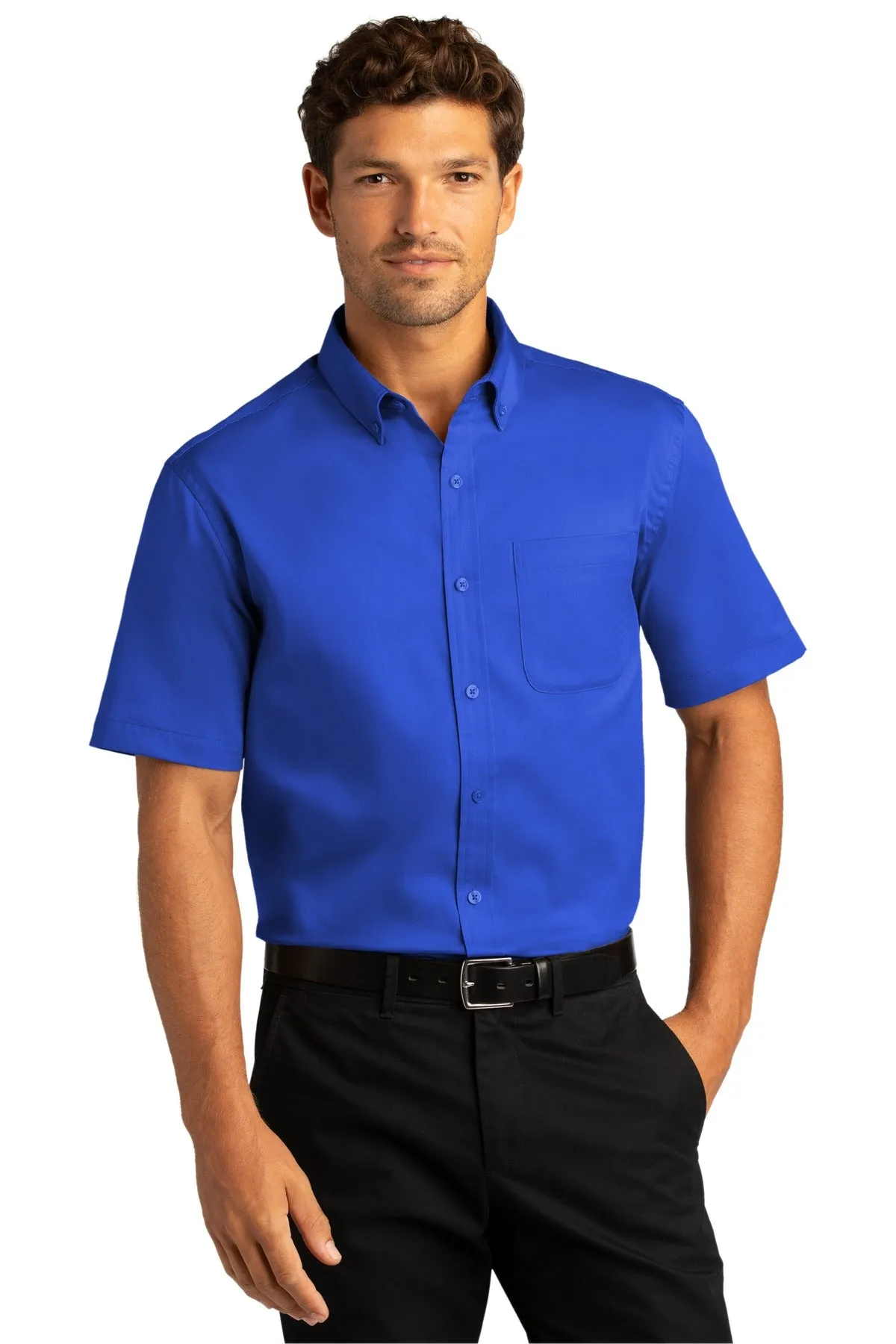 Custom Embroidered Short Sleeve SuperPro React Twill Shirt. W809