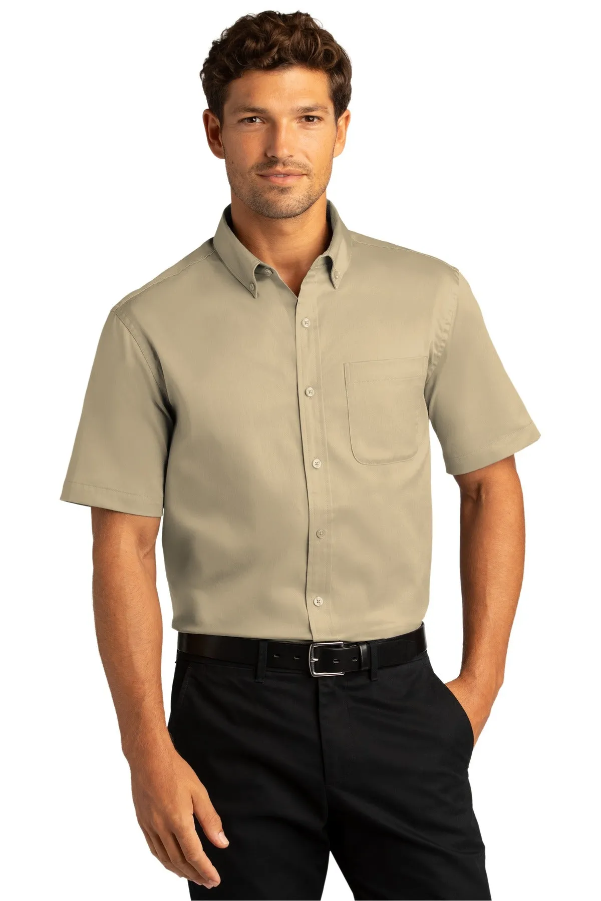 Custom Embroidered Short Sleeve SuperPro React Twill Shirt. W809